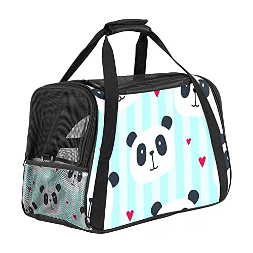 Tragbare Haustier-Reisetasche, von Fluggesellschaften zugelassene Seesack für Katzen, Hunde, Kaninchen mit weichen Seiten, blau gestreiftes Panda-Druck von ZORE_FINE5