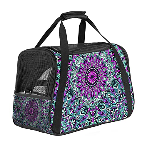 Tragbare Haustier-Reisetasche, von Fluggesellschaften zugelassene Seesack für Katzen, Hunde, Kaninchen mit weichen Seiten, blaues Mandala-Blumenmuster von ZORE_FINE5