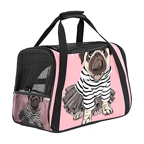 Tragbare Haustier-Reisetasche, von Fluggesellschaften zugelassene Seesack für Katzen, Hunde, Kaninchen mit weichen Seiten, lustiger Cartoon-Hund, Mops, Krone, My Little Princess-Aufdruck von ZORE_FINE5