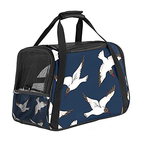 Tragbare Haustier-Reisetasche, von Fluggesellschaften zugelassene Seesack für Katzen, Hunde, Kaninchen mit weichen Seiten, weißer Vogel, fliegender marineblauer Hintergrunddruck von ZORE_FINE5