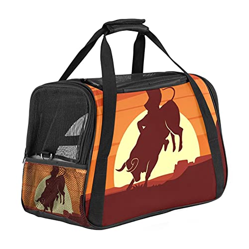 Tragbare Haustier-Reisetasche, von Fluggesellschaften zugelassene Seesack für Katzen, Hunde, Kaninchen mit weichen Seiten Rodeo Clipart Druck von ZORE_FINE5