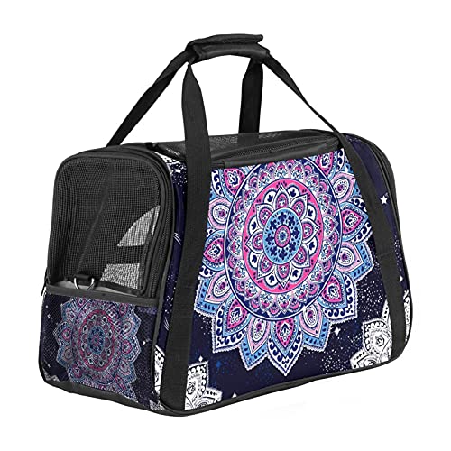 Tragbare Haustier-Reisetasche, von Fluggesellschaften zugelassene Seesäcke für Katzen, Hunde, Kaninchen, mit weichem indischem Mandala, psychedelischem Henna-Druck von ZORE_FINE5