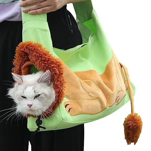 Tragbare Katzentrage-Reisetasche, Atmungsaktive Cartoon-Löwe-Katzentasche, Canvas-Haustierzubehör, Hundetasche, faltbar, für Katzenausflüge, Haustierbesitzer, Hunde, Haustiere Zorq von ZORQ