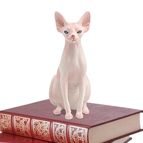 ZORQ -Sphinx-Katzenfigur, Haustier Katzenfiguren Spielzeug Sphinx Katze Tiere Figur Spielzeug | 3,74 * 3,54 * 1,57 Zoll Simulations-Miniaturhaarloses Katzenmodell für Büros von ZORQ