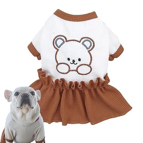 ZORQ Süßes Hundekostü - Welpenkleider Haustier-Hundekleid-T-Shirt,Atmungsaktives Outfit, Katzenrock mit Bärenmuster, Welpenkleider für Chihuahua-Yorkie-Katze von ZORQ