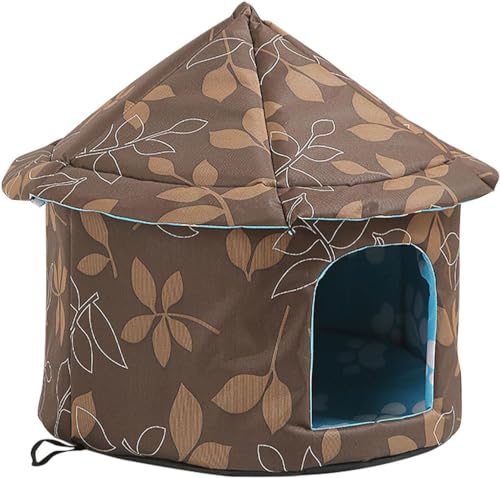 ZORZA Winter-Katzenhaus im Freien, tragbares Falthaus für Wildkatzen, warmes Winter-Katzenhaus, wasserdicht für Katzen,Braun,L von ZORZA