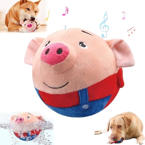 ZOTKAMN Dog Charmer Porky Pal Interaktives Schweinchenspielzeug, waschbares, hüpfendes Schweinchen-Hundespielzeug mit Aufnahmefunktion, sprechendes Spielzeug für kleine bis große Hunde (Red) von ZOTKAMN