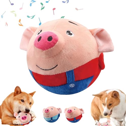 ZOTKAMN Dog Charmer Porky Pal Interaktives Schweinchenspielzeug, waschbares, hüpfendes Schweinchen-Hundespielzeug mit Aufnahmefunktion, sprechendes Spielzeug für kleine bis große Hunde (Red) von ZOTKAMN