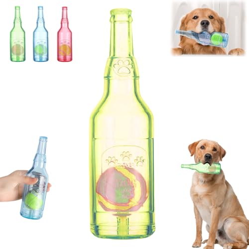 ZOTKAMN Kau-Bierflasche FüR Haustiere Mit Tennisball, Interaktives Apportierspielzeug Zum Spielen Und Trainieren, Geeignet FüR Kleine Und MittelgroßE Hunde Gegen Langeweile (Yellow,Large) von ZOTKAMN