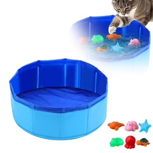 ZOUBAOQ Katzen-Pool-Spielzeug mit Fisch-Wasser-Katzenspielzeug, tragbares Katzen-Schwimmbad, lustiges interaktives Katzenspielzeug für gelangweilte Indoor-Katzen für endloses Selbstspiel von ZOUBAOQ