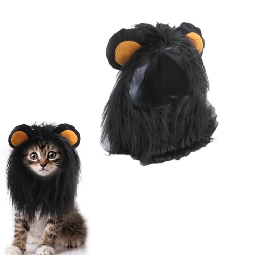 ZOUBAOQ Löwenmähne Perücke für Katzenkostüm, Haustier, verstellbar, waschbar, bequem, Löwenkleid für Halloween-Kleidung, Haarkostüm, Fu von ZOUBAOQ