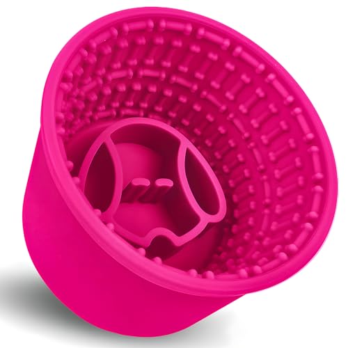 ZOURYNUA Silikon Slow Feeder Hundenäpfe Rutschfester Hund Slow Feeder Lick Bowl für mittlere große Rassen Hund Anreicherung Spielzeug für Ablenkung, Angstlinderung & Anreicherung (Rose Red, 4.2 Tasse) von ZOURYNUA