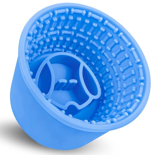 Silikon Slow Feeder Hundenäpfe Rutschfester Hund Slow Feeder Lick Bowl für Mittlere Große Rassen Anreicherung Spielzeug für Ablenkung, Angstlinderung & Anreicherung (Blau, 4,2 Tasse) von ZOURYNUA