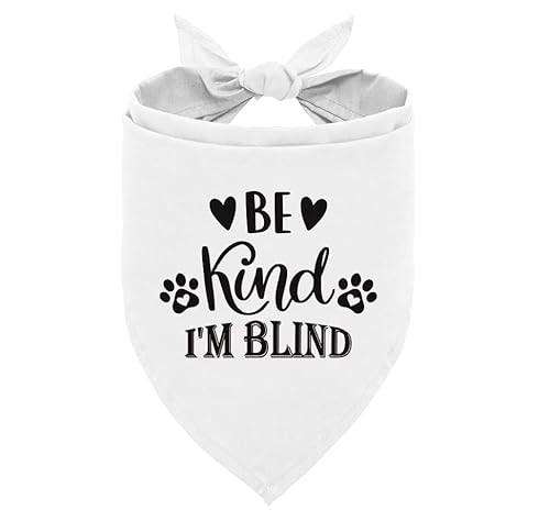 Be Kind I'm Blind Hundehalstuch, weißes Hundehalstuch, Blindhundezubehör, Haustier-Hunde-Dreieckschal, lustiges süßes Hundehalstuch, Hundehalstuch, Hundehalstuch, für kleine, mittelgroße und große von ZPPRJF