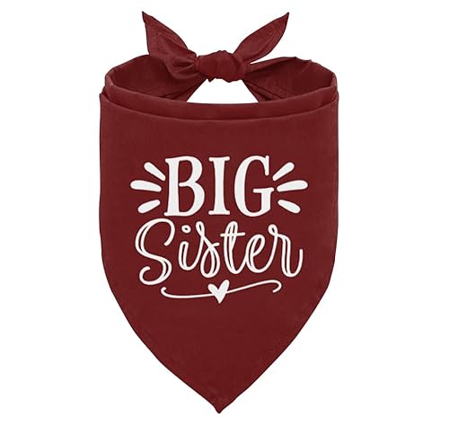 ZPPRJF Big Sister Hundehalstuch, Big Sister Bandana für Hund, Hund Schwangerschaftsankündigung, dunkelrotes Hundehalstuch, große Schwester, Hunde-Shirt, Hunde-Babyankündigung, Hunde-Bandana für von ZPPRJF