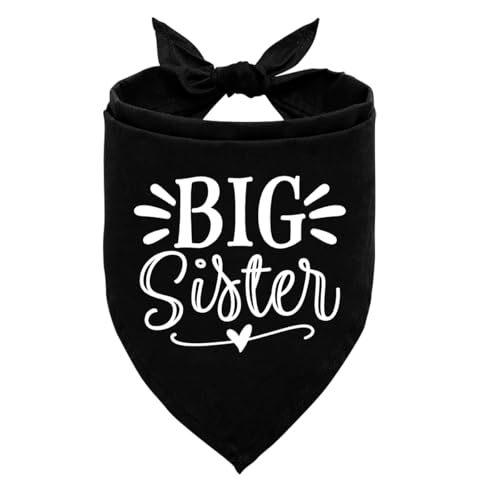 Big Sister Hundehalstuch, Big Sister Bandana für Hund, Hund Schwangerschaftsankündigung, schwarzes Hundehalstuch, Big Sister Hunde-Shirt, Hundehalstuch, Haustierschal, Hundehalstuch für große Hunde von ZPPRJF