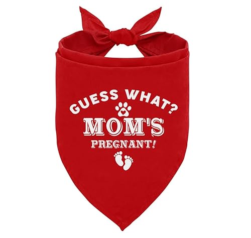 Guess What? Mom's Pregnant Baby Ankündigung Hundehalstuch, rotes Hundehalstuch, Haustier Hund Dreieckstuch Zubehör, Geschenk für Hundeliebhaber, Hundehalstuch für kleine, mittelgroße und große Hunde von ZPPRJF