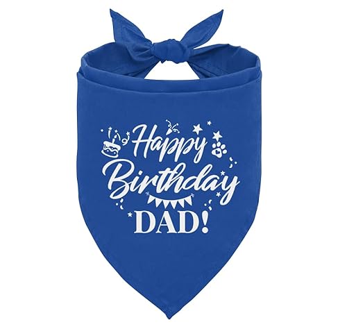 Happy Birthday Dad Dog Bandana, Blue Dog Bandana, Pet Dog Scarf Accessories, Pet Dog Triangle Scarf, Funny Cute Dog Bandana Dog Bandana for Small Medium Large Dogs, Dog Bandana Pet Scarf (D1) von ZPPRJF