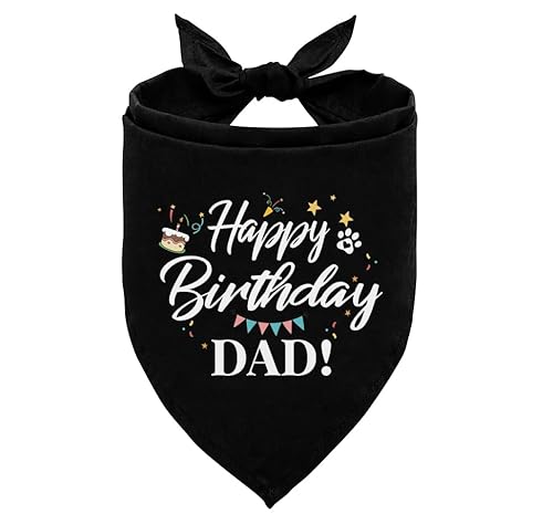 Happy Birthday Dad Hundehalstuch, schwarzes Hundehalstuch, Haustier-Hundeschal Zubehör, Haustier-Hunde-Dreieck-Schal, lustiges niedliches Hundehalstuch, Hundehalstuch, Hundehalstuch, für kleine, von ZPPRJF