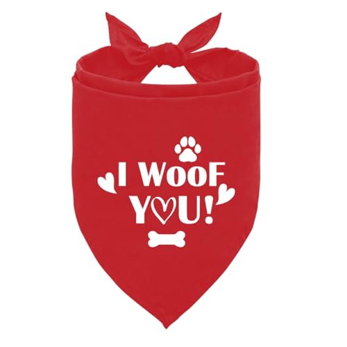 I Woof You Hundehalstuch, rotes Hundehalstuch, lustiges süßes Hundehalstuch, Haustier-Hundeschal, Zubehör für kleine und mittelgroße Hunde, Haustiere, Geschenk für Hundeliebhaber (F48) von ZPPRJF