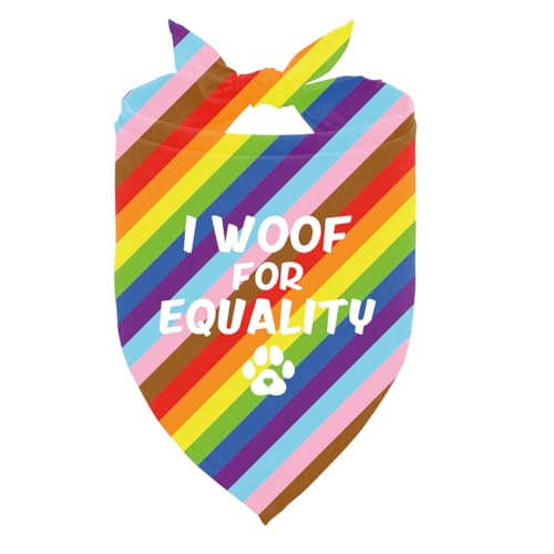 I Woof for Equality Hundehalstuch, Regenbogenstreifen, Hundehalstuch, Hundehalstuch, Hundehalstuch, Haustier-Hundehalstuch, Dreieckstuch für kleine, mittelgroße und große Hunde (F8) von ZPPRJF