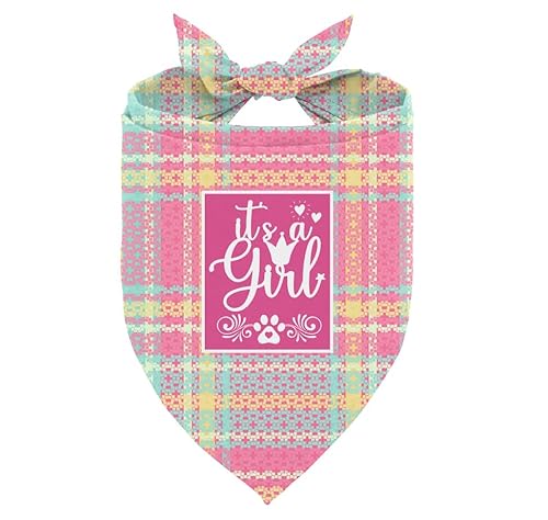 It's A Girl Dog Bandana, Dog Bandana, Buffalo Plaid Pet Scarf, Pet Dog Scarf Accessories, Pet Dog Triangle Scarf, Dog Bandana for Small Medium Large Dogs, Gift for Dog Lover (B48) von ZPPRJF