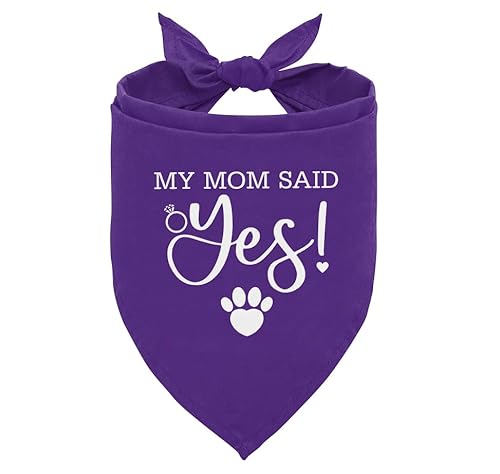 My Mom Said Yes Hundehalstuch, violettes Hundehalstuch, Hochzeitshundehalstuch, Hundeverlobungstuch, Haustier-Hunde-Dreieckschal, Geschenk für Hundeliebhaber, Hundehalstuch für kleine, mittelgroße und von ZPPRJF