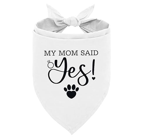 My Mom Said Yes Hundehalstuch, weißes Hundehalstuch, Hochzeits-Hundehalstuch, Hunde-Verlobungsbandana, Haustier-Hunde-Dreieckschal, Geschenk für Hundeliebhaber, Hundehalstuch für große Hunde (L) von ZPPRJF