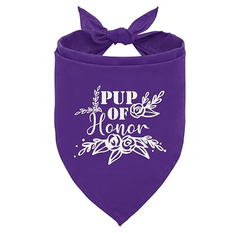 Pup of Honor Hundehalstuch, lila Hundehalstuch, Trauzeugin, Hochzeitshundehalstuch, Haustier-Hunde-Dreieckschal, Haustier-Hundeschal, Zubehör, Hundehalstuch für kleine, mittelgroße und große Hunde von ZPPRJF