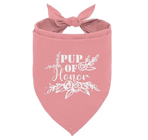 Pup of Honor Hundehalstuch, rosa Hundehalstuch, Trauzeugin, Hochzeitshundehalstuch, Haustier-Hunde-Dreieckstuch, Hundehalstuch, Zubehör, Hundehalstuch für kleine, mittelgroße und große Hunde (E39) von ZPPRJF