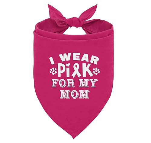 Hundehalstuch, mit Aufschrift "I Wear Pink for My Mom Cancer Ribbon Breast Cancer Bandana, Dreieckstuch für Haustiere, Hunde, Halstuch, Zubehör, Hundehalstuch für kleine, mittelgroße und große Hunde von ZPPRJF