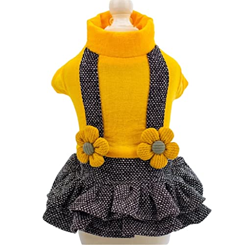 ZQDMYT Winter New Hundepullover for kleine Hunde, zweibeiniger Hundemantel mit Knöpfen, einteiliger atmungsaktiver Rock Mädchen Hund Weste Outfits Kleidung (Color : Yellow-L) von ZQDMYT