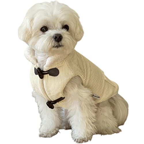 ZQDMYT Winterhundemantel, warme Hundeweste kaltes Wetter for kleine Hunde, Haustierbekleidung mit 2 Schichten Fleece gesäumt, 3 Tasten Festfarbhundjacke (Color : Beige-L) von ZQDMYT