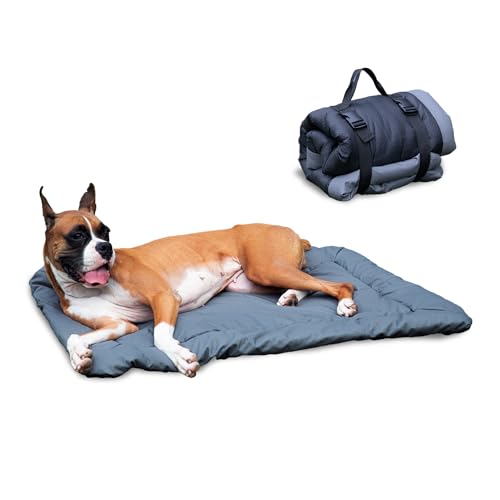 Wasserdichtes Outdoor-Hundebett, tragbar, Camping, Reisen, Haustiermatte, Zubehör (89 x 61 cm) von ZQOZQO