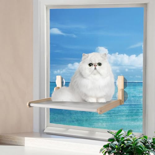 ZQOZQO Katzen-Fensterstange, schnurlos, faltbar, Katzenhängematten-Betten, Katzen-Fensterbettsitz mit 4 leistungsstarken Saugnäpfen für Indoor-Katzen-Sonnenbad von ZQOZQO