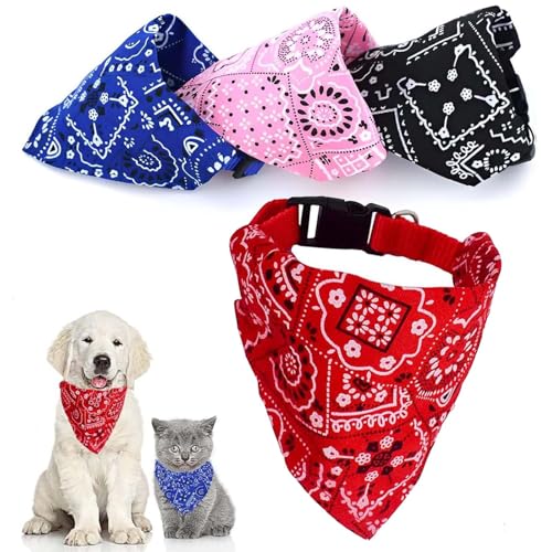 4 Packungen Hundehalstuch, Welpen-Bandana, waschbare Bandanas für Hunde, Hundehalstuch, verstellbares Bandana für Hunde und Katzen für kleine, mittelgroße Haustiere von ZQuintuplian