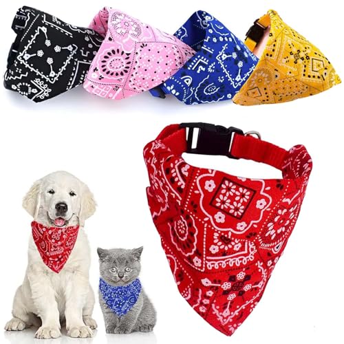 Hundehalstuch, waschbare Halstücher für Hunde, Welpen, Halstuch, verstellbares Bandana für Katzen, Hunde für kleine, mittelgroße Haustiere (5 Farben) von ZQuintuplian