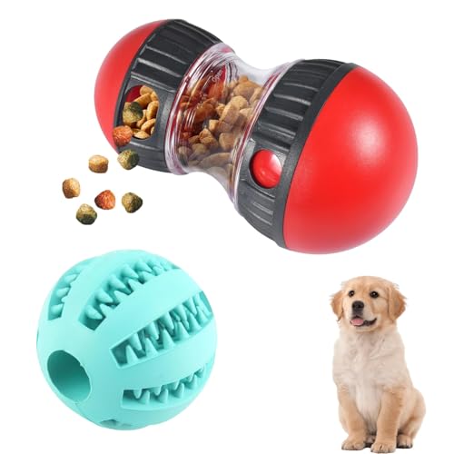 ZQuintuplian 2 Stück Hunde-Anreicherungsspielzeug, Leckerli-Spender, Welpenspielzeug für Langeweile, interaktives Hunde-Puzzle-Spielzeug, saubere Zähne und Training drinnen und draußen für kleine, von ZQuintuplian