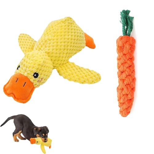 ZQuintuplian Hundespielzeug-Set, Ente (24 x 22 cm), langlebiges und exquisites Hundespielzeug für kleine Hunde und Hundespielzeug für mittelgroße Hunde, geeignet für Haustiere und interaktiven Spaß, 2 von ZQuintuplian