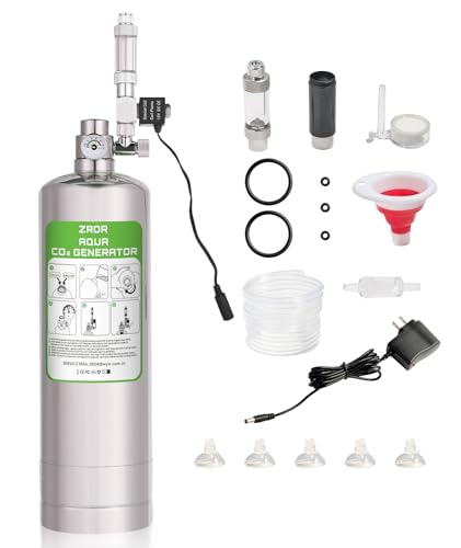 ZRDR CO2-Generator-System, 2 l mit Manometer, automatisches Druckentlastungsventil, Blasenzähler für Aquarienpflanzen, stabiler Ausgang, gesendeter Stahl-Flaschenboden von ZRDR