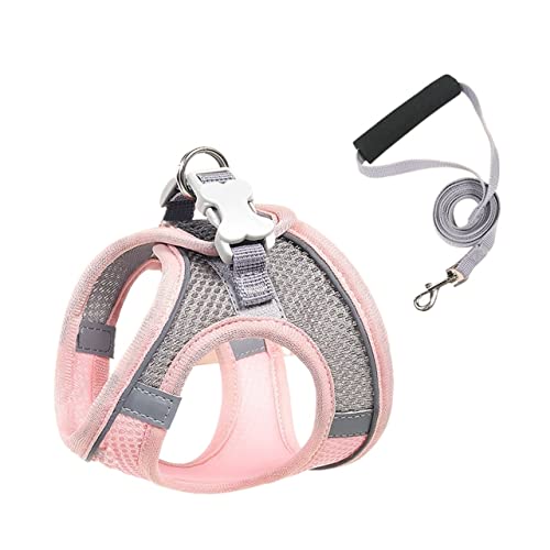 Schleppleine für Hunde Hundegeschirr-Leine-Set, verstellbar, Welpen-Katzengeschirr, Weste, Outdoor-Laufleine für kleine Hunde Hundeleine(Pink,L) von ZRHYRG