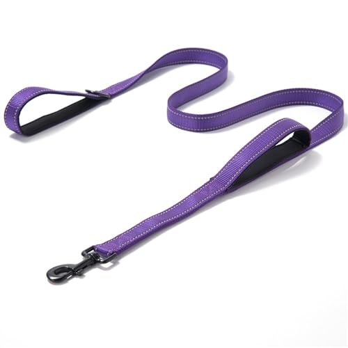 Schleppleine für Hunde Hundeleine mit doppeltem Griff, reflektierend, gepolsterte Hundeleine, strapazierfähiges Führstrick, Haustierleine Hundeleine(Purple,2.5cm 150cm) von ZRHYRG