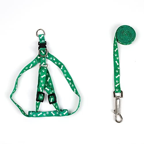 Schleppleine für Hunde Pet Dog Bone Printing Geschirr und Leine Set Sommer Chihuahua Geschirr für kleine Hunde Hundeleine(Green) von ZRHYRG