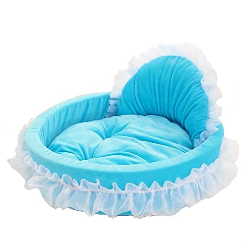 ZRHYRG Katzenbett Cat Doghouse Teddy Bichon Lace Princess House Four Seasons General Pet Products Hundebett Sofa Hundebett(Blue,Large 53 48CM) von ZRHYRG