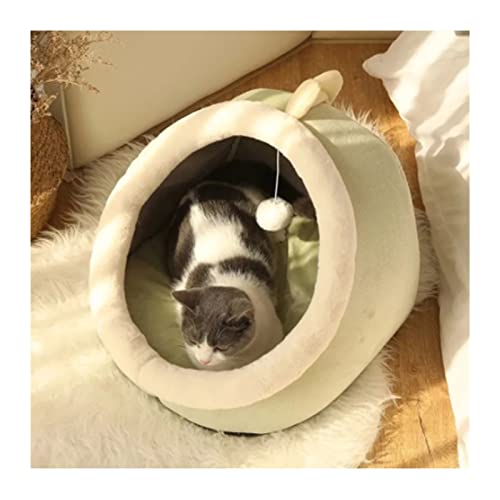 ZRHYRG Katzenbett Gemütliches Kätzchen-Liegekissen, Katzenbett, Zelt, weich, geeignet für kleine Hunde, Mattentasche, Höhlenhaus für Katzen Hundebett(Light Green,L (48CMx45CMx37CM)) von ZRHYRG