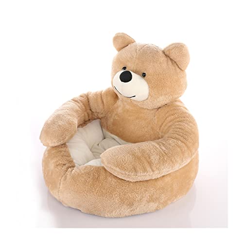 ZRHYRG Katzenbett Haustier-Hundebett, Winter, warm, superweich, Bär, rundes Kissen, Sofa für große Welpen, Katzen, Schlafmatte, Haus Hundebett(Brown,45CM) von ZRHYRG