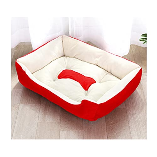 ZRHYRG Katzenbett Haustierbett Warme Katzen- und Hundematratzen Rechteckiges Hundebett Schlafsack Weicher waschbarer Zwinger Hundebett(Red,M(70x50x15) cm) von ZRHYRG