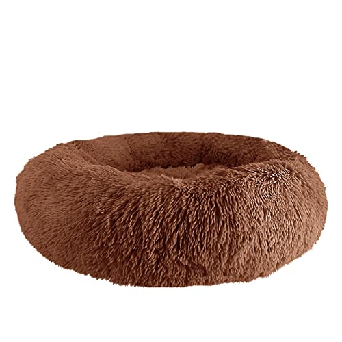 ZRHYRG Katzenbett Hundebett Haustierkissen für Samll Großes Hundehaus Katze Beruhigendes Bett Waschbar Zwinger Sofa Hundezubehör Hundebett(Coffee,Diameter 100cm) von ZRHYRG