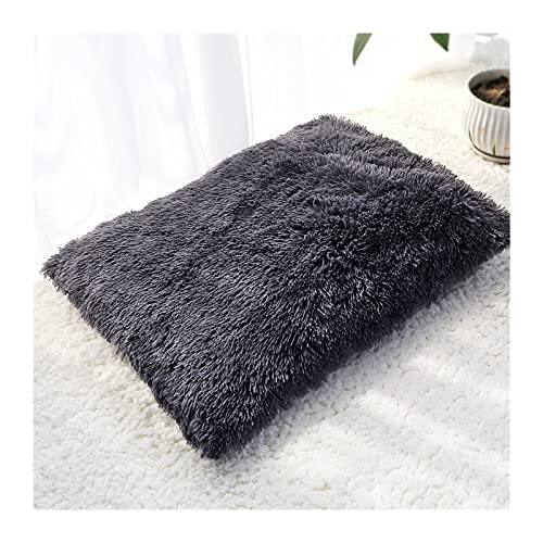 ZRHYRG Katzenbett Langes Plüsch-Hundebett-Haustier-Kissen-Decke Weiches Fleece-Katzenkissen Sofa-Matten-Auflage für kleine große Hunde Hundebett(Dark Gray,S) von ZRHYRG