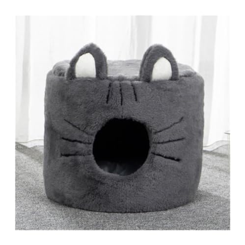 ZRHYRG Katzenbett Winterwarme Haustierbetten für Katzen und Hunde, korallenroter Samt, geschlossener, Faltbarer Katzennest Hundebett(Gray,L38x38x32cm) von ZRHYRG